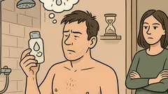 Witz: Ein Mann liest Duschgel-Etikett…