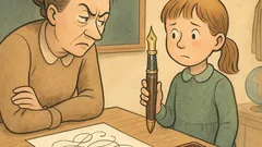 Witz: Lehrerin: „Ganz Papas Handschrift, Anita!“