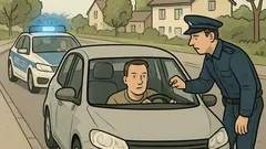 Witz: Blaulicht hinten—warum bleiben Sie stehen?